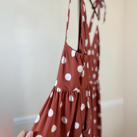 Torrid Mauve and White Polka Dot Mini Studio Knit Dress 2 - Picture 7 of 10